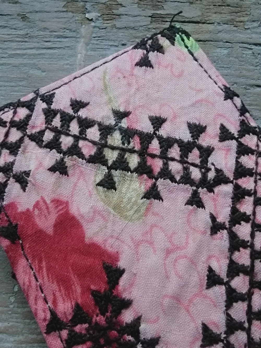 Free People embroidered banjara boho repurposed vtg leather wallet card case